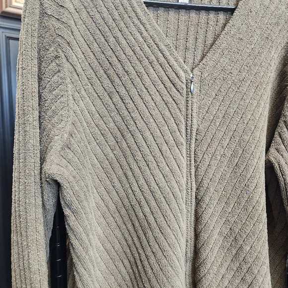 J JILL Soft Ribbed Zip Front V Neck Cardigan L - Picture 4 of 5